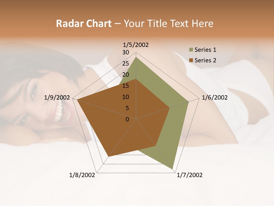 A Woman Laying On A Bed Smiling For The Camera PowerPoint Template