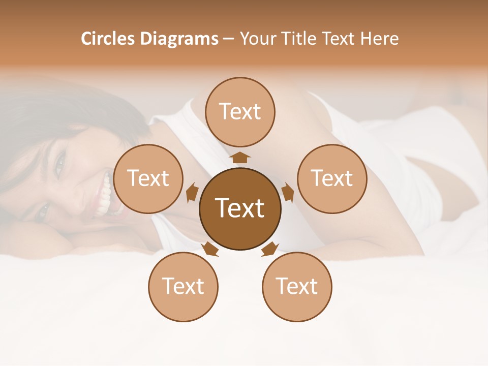 A Woman Laying On A Bed Smiling For The Camera PowerPoint Template