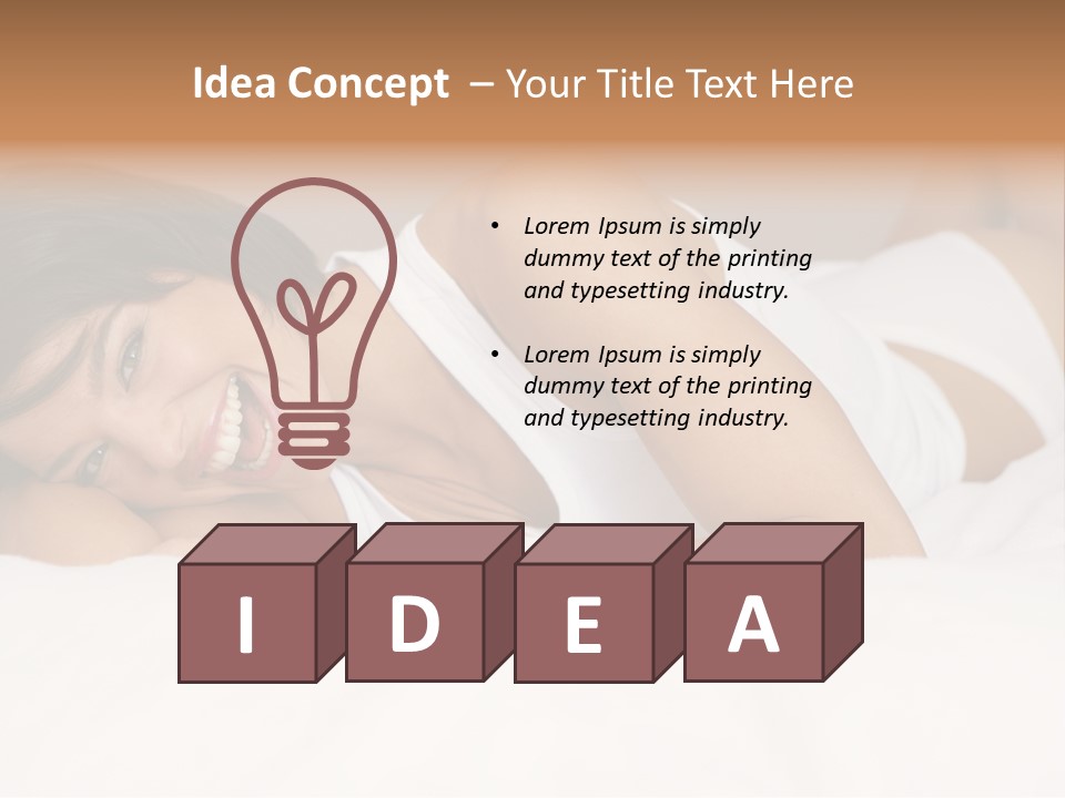 A Woman Laying On A Bed Smiling For The Camera PowerPoint Template