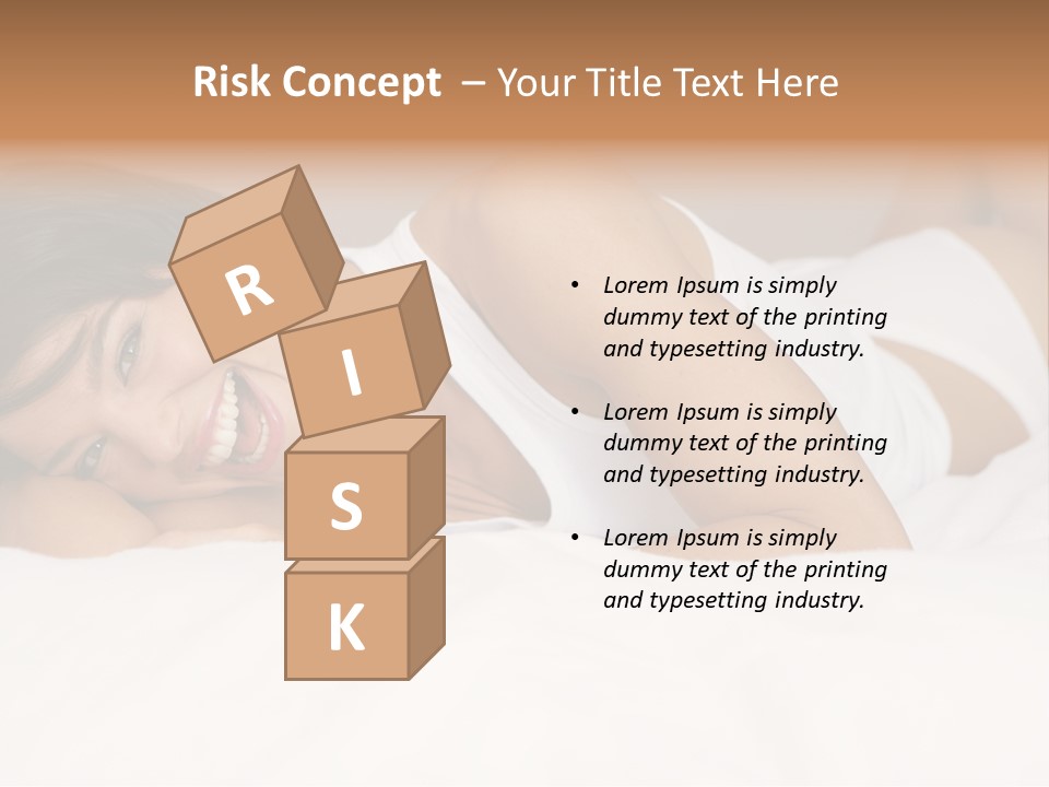 A Woman Laying On A Bed Smiling For The Camera PowerPoint Template