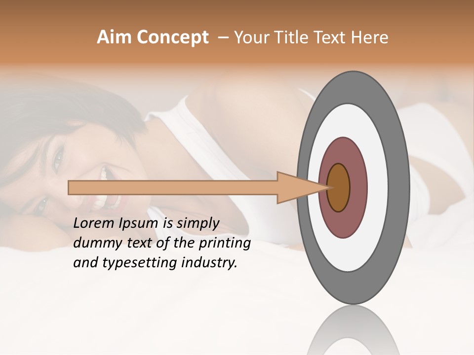 A Woman Laying On A Bed Smiling For The Camera PowerPoint Template