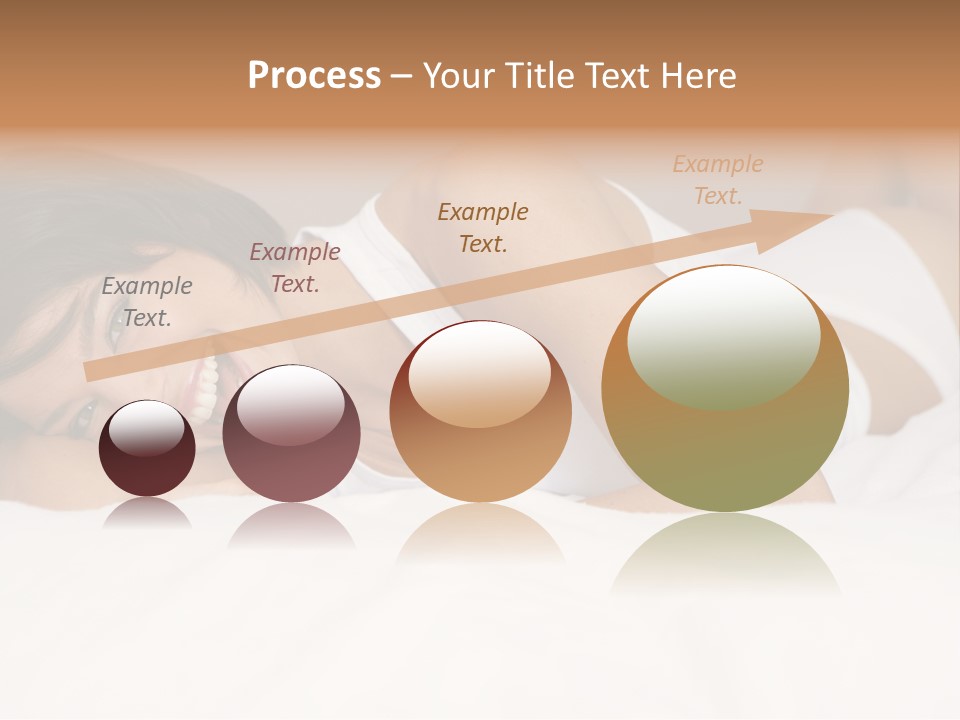 A Woman Laying On A Bed Smiling For The Camera PowerPoint Template