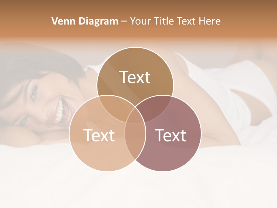 A Woman Laying On A Bed Smiling For The Camera PowerPoint Template