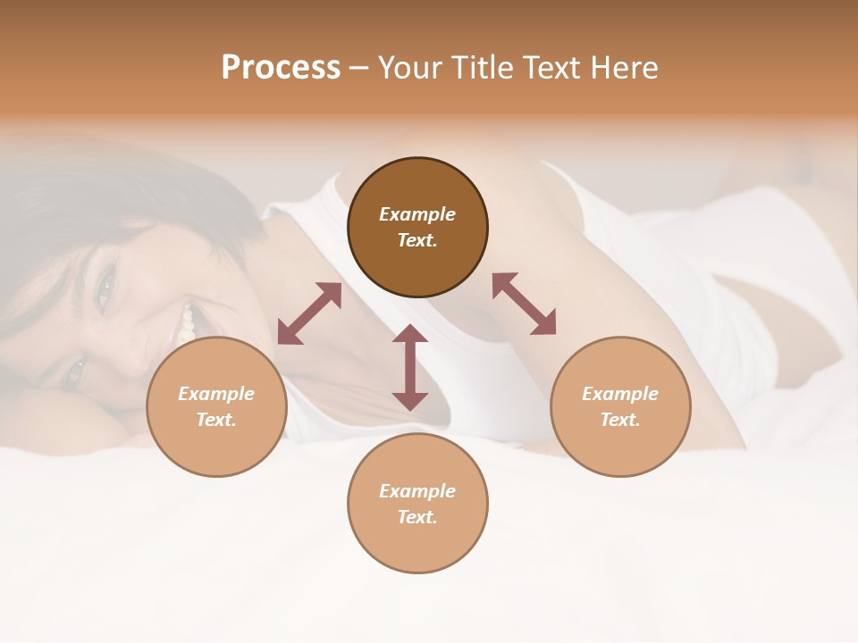 A Woman Laying On A Bed Smiling For The Camera PowerPoint Template
