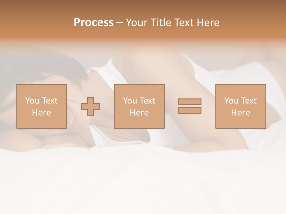 A Woman Laying On A Bed Smiling For The Camera PowerPoint Template
