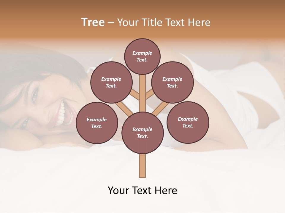 A Woman Laying On A Bed Smiling For The Camera PowerPoint Template