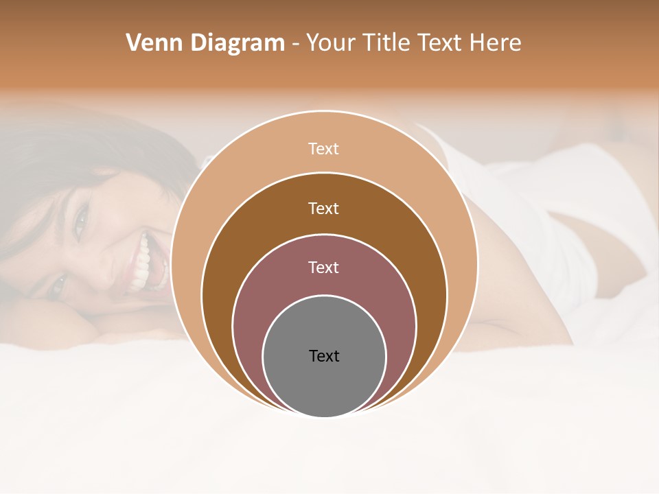A Woman Laying On A Bed Smiling For The Camera PowerPoint Template