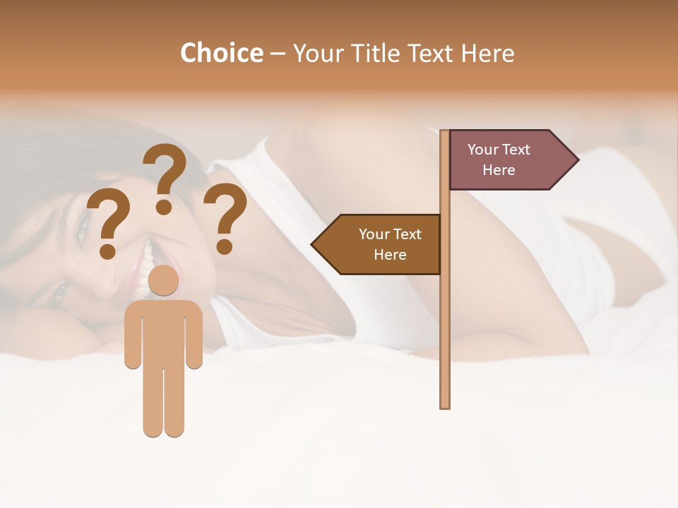 A Woman Laying On A Bed Smiling For The Camera PowerPoint Template