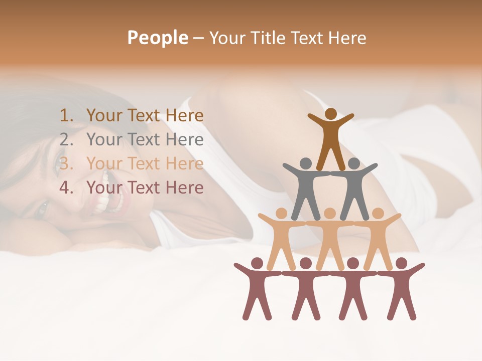 A Woman Laying On A Bed Smiling For The Camera PowerPoint Template