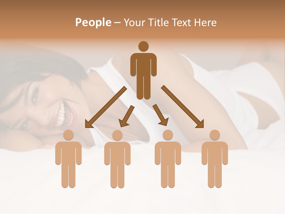 A Woman Laying On A Bed Smiling For The Camera PowerPoint Template