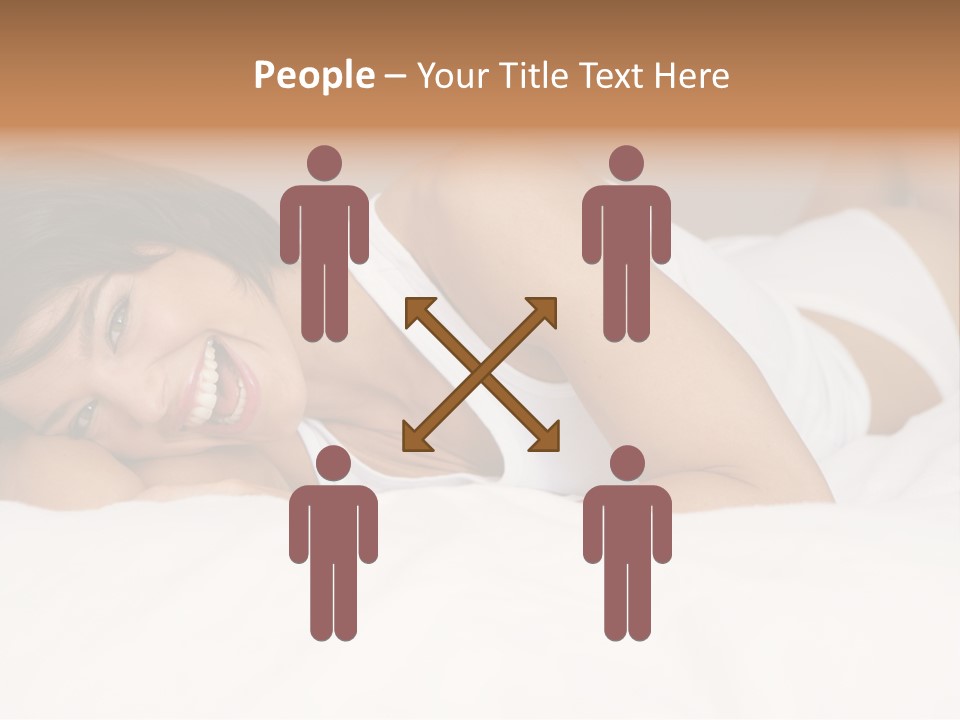 A Woman Laying On A Bed Smiling For The Camera PowerPoint Template