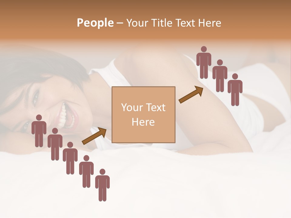 A Woman Laying On A Bed Smiling For The Camera PowerPoint Template