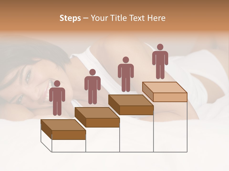 A Woman Laying On A Bed Smiling For The Camera PowerPoint Template