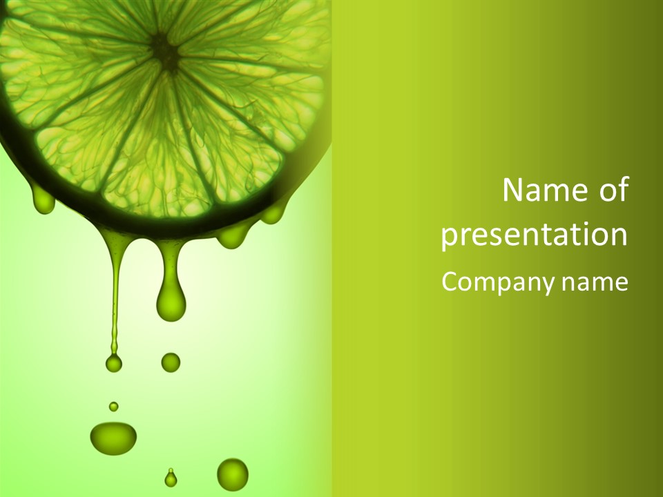 A Slice Of Lime With Drops Of Water On It PowerPoint Template