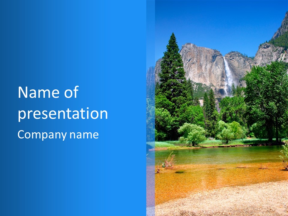 A Scenic View Of A Mountain With A Waterfall In The Background PowerPoint Template