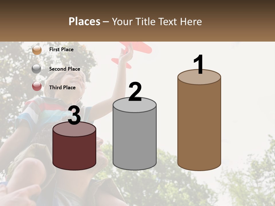 A Man Holding A Small Child On His Shoulders PowerPoint Template