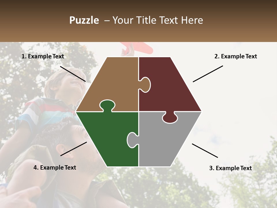 A Man Holding A Small Child On His Shoulders PowerPoint Template