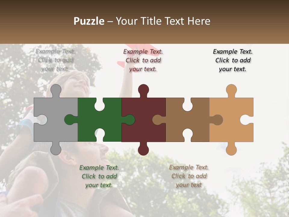 A Man Holding A Small Child On His Shoulders PowerPoint Template