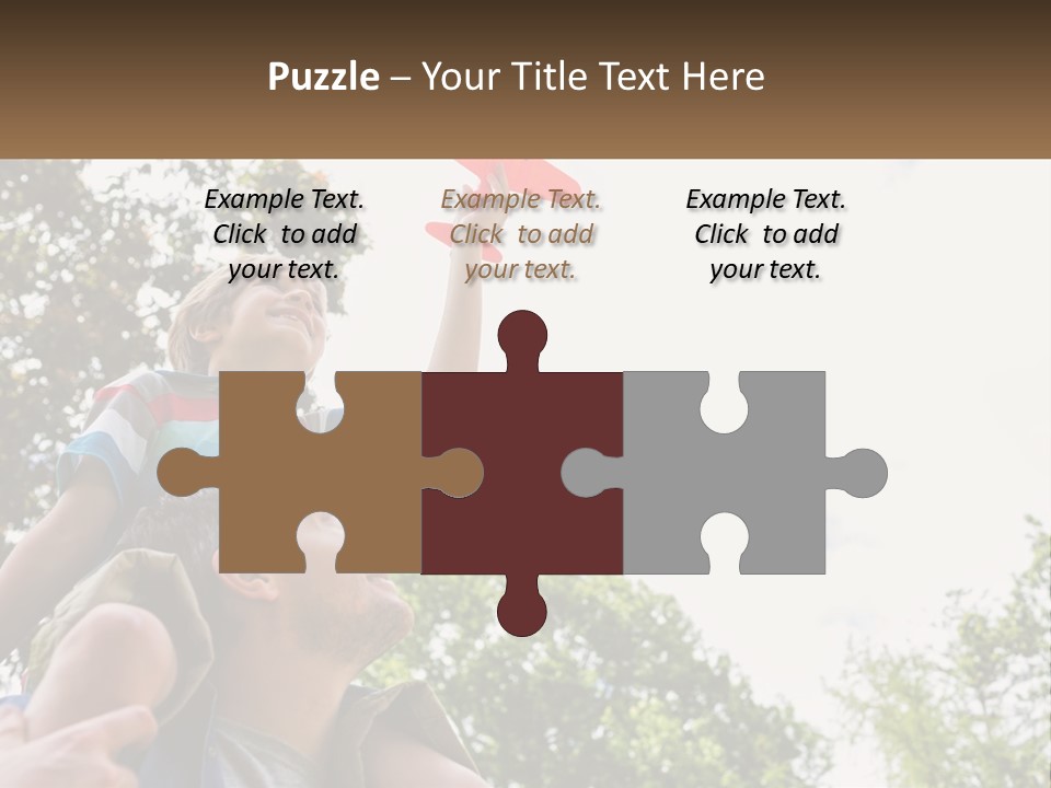 A Man Holding A Small Child On His Shoulders PowerPoint Template