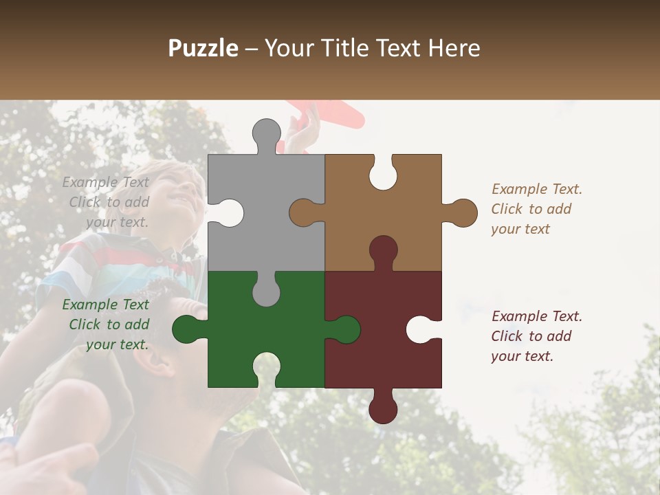 A Man Holding A Small Child On His Shoulders PowerPoint Template