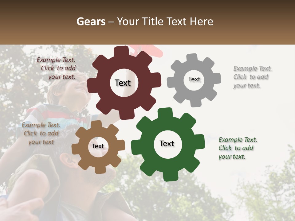 A Man Holding A Small Child On His Shoulders PowerPoint Template