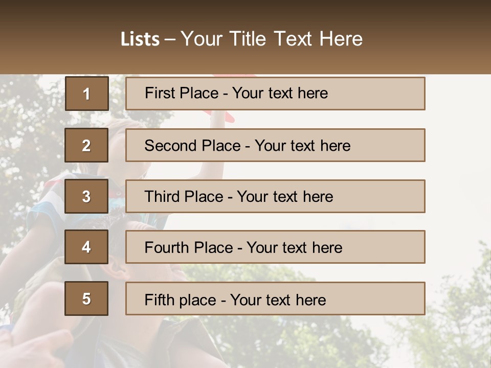 A Man Holding A Small Child On His Shoulders PowerPoint Template