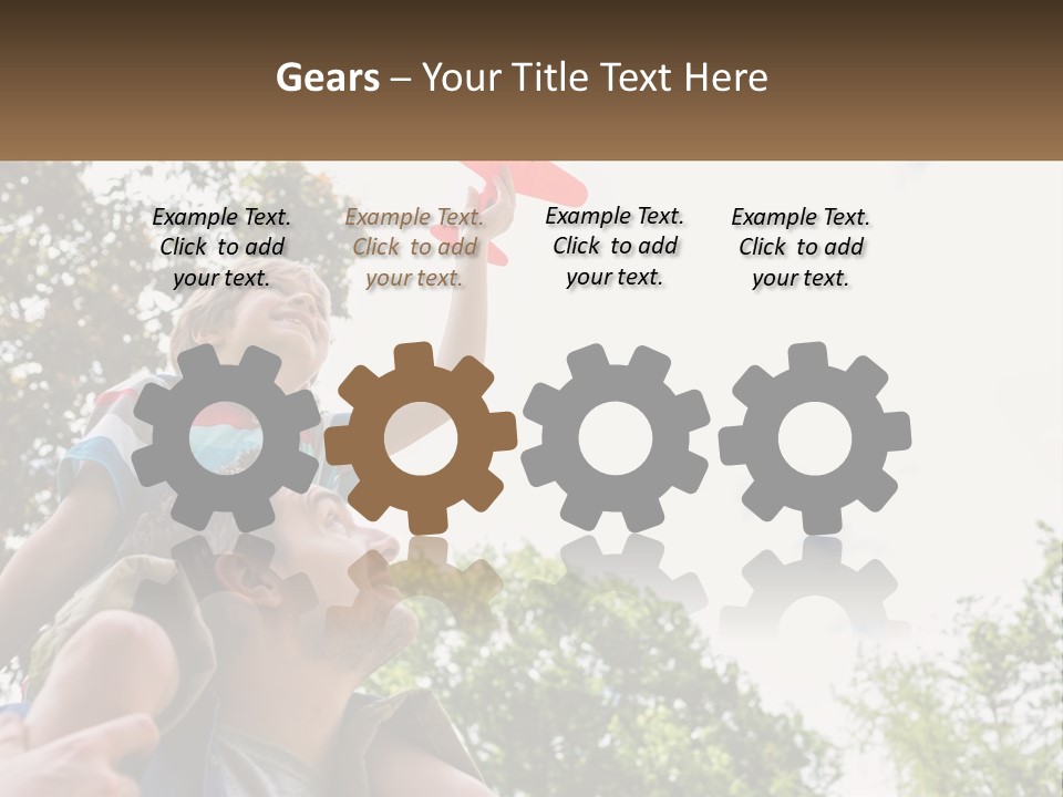 A Man Holding A Small Child On His Shoulders PowerPoint Template