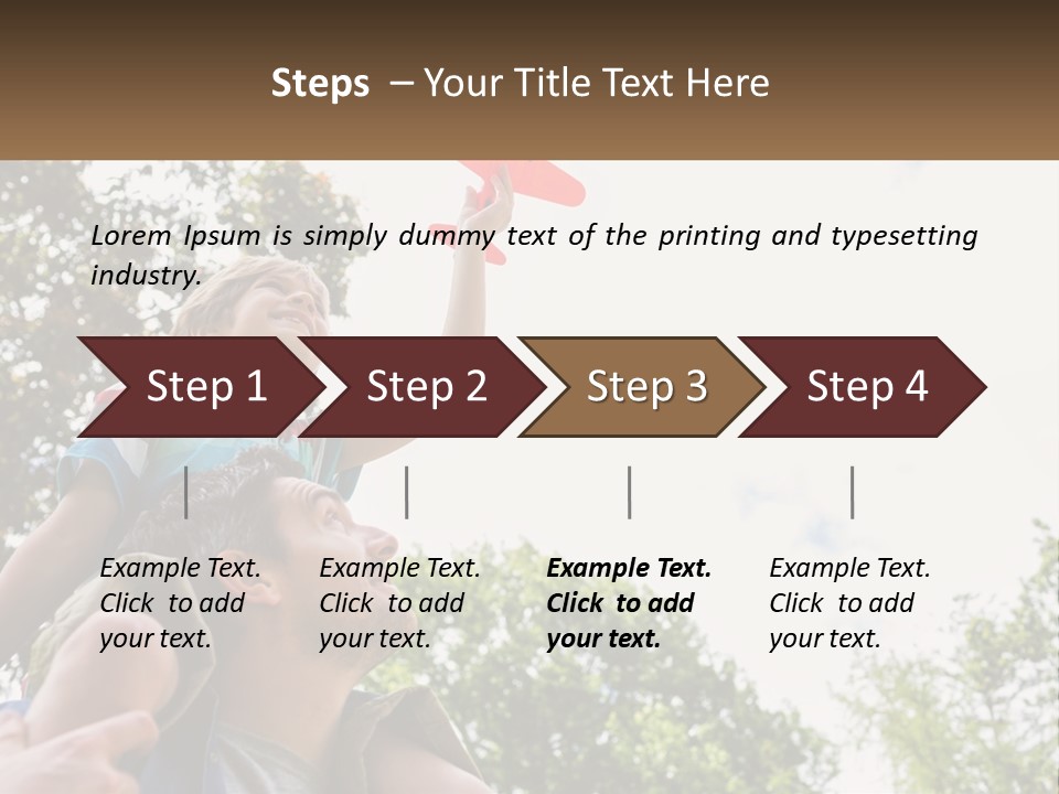 A Man Holding A Small Child On His Shoulders PowerPoint Template