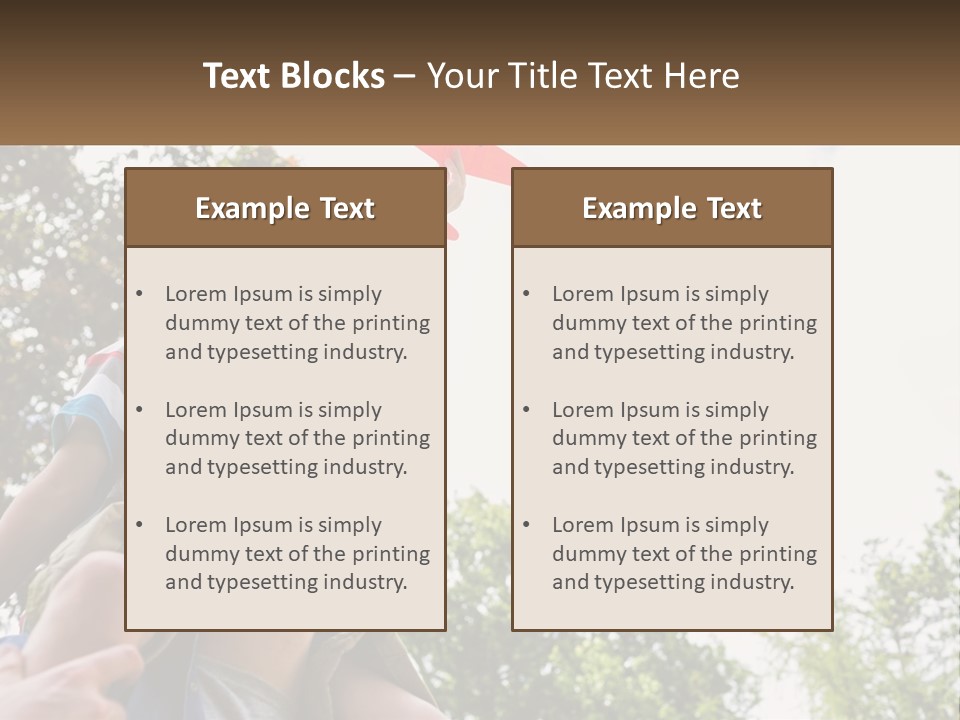 A Man Holding A Small Child On His Shoulders PowerPoint Template