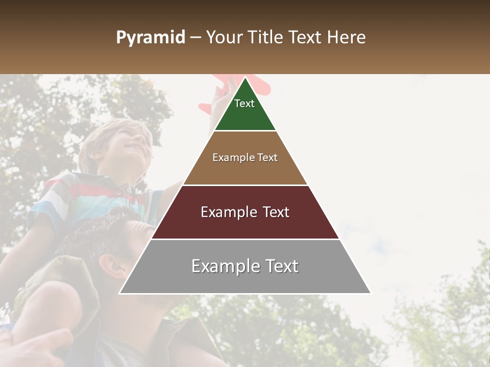 A Man Holding A Small Child On His Shoulders PowerPoint Template