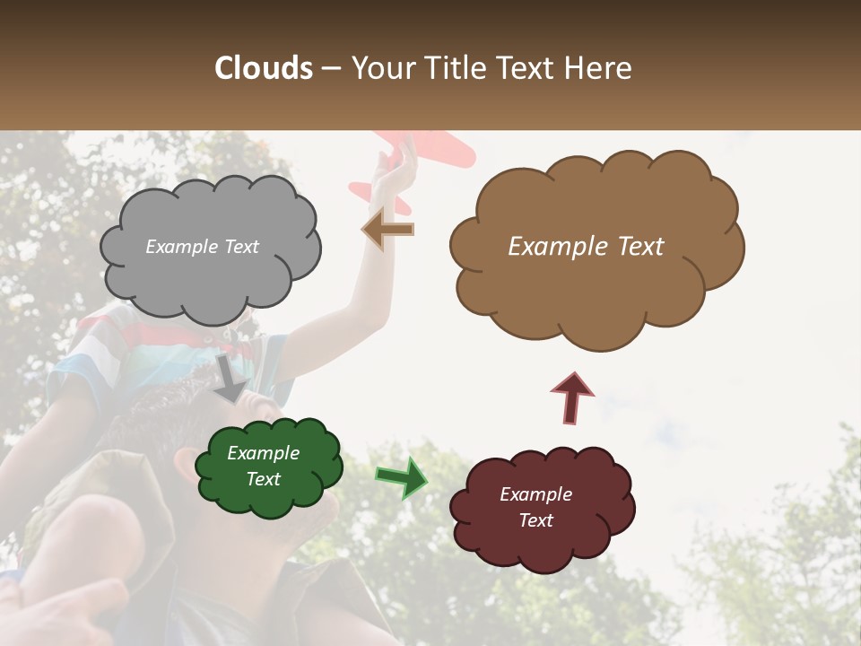 A Man Holding A Small Child On His Shoulders PowerPoint Template