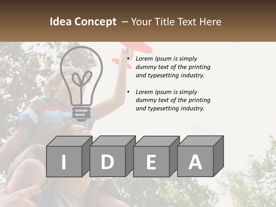 A Man Holding A Small Child On His Shoulders PowerPoint Template