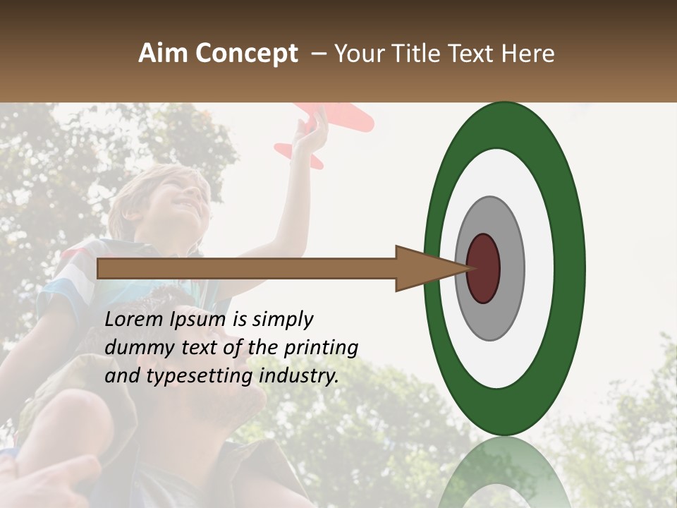 A Man Holding A Small Child On His Shoulders PowerPoint Template