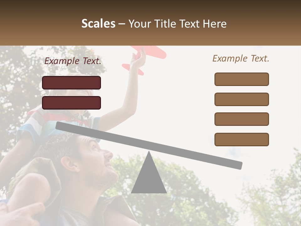 A Man Holding A Small Child On His Shoulders PowerPoint Template