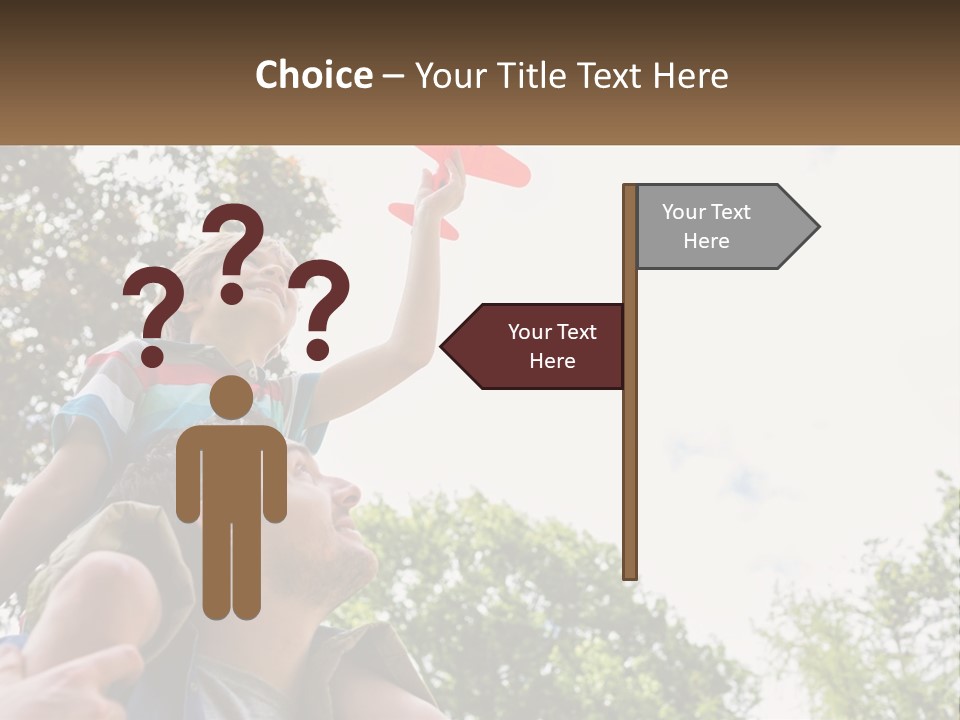 A Man Holding A Small Child On His Shoulders PowerPoint Template