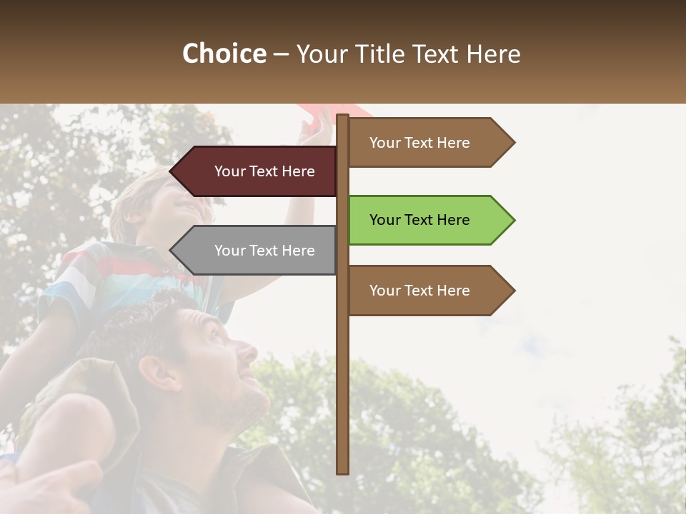 A Man Holding A Small Child On His Shoulders PowerPoint Template