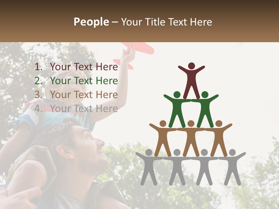 A Man Holding A Small Child On His Shoulders PowerPoint Template