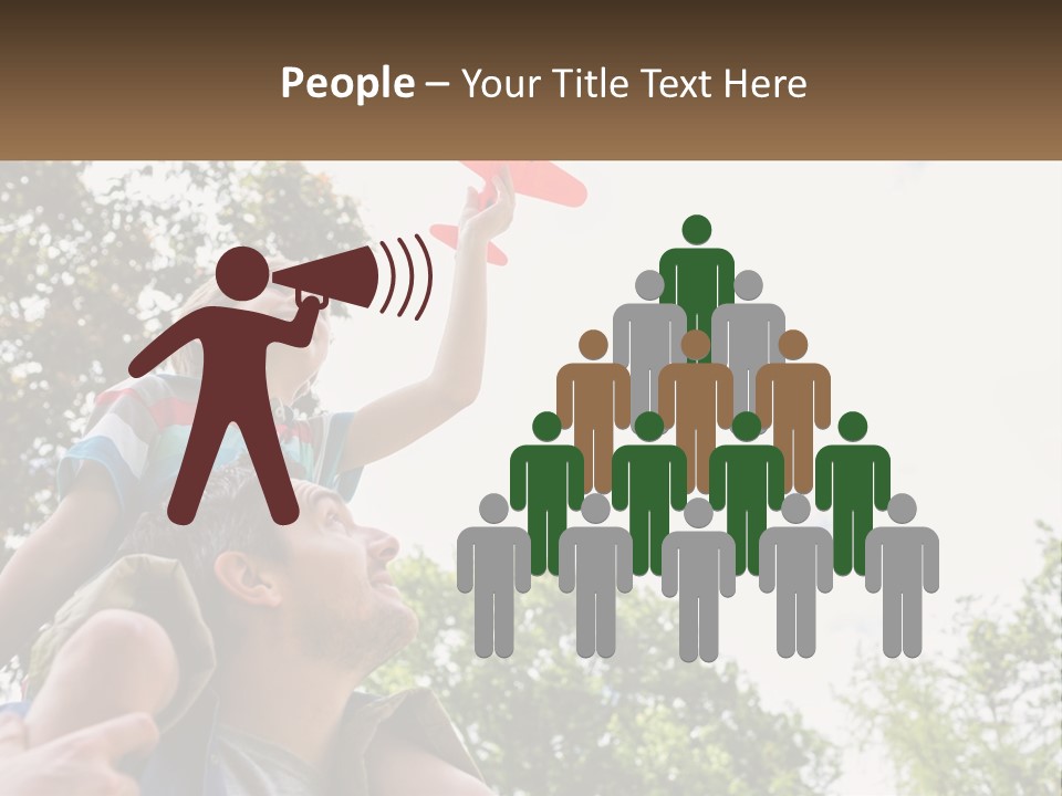 A Man Holding A Small Child On His Shoulders PowerPoint Template