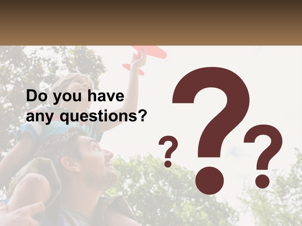 A Man Holding A Small Child On His Shoulders PowerPoint Template