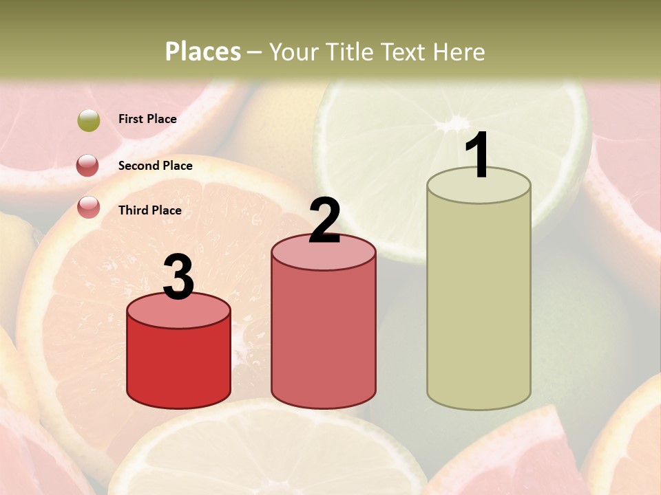 A Group Of Citrus Fruits With A Green Background PowerPoint Template