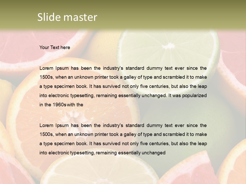 A Group Of Citrus Fruits With A Green Background PowerPoint Template