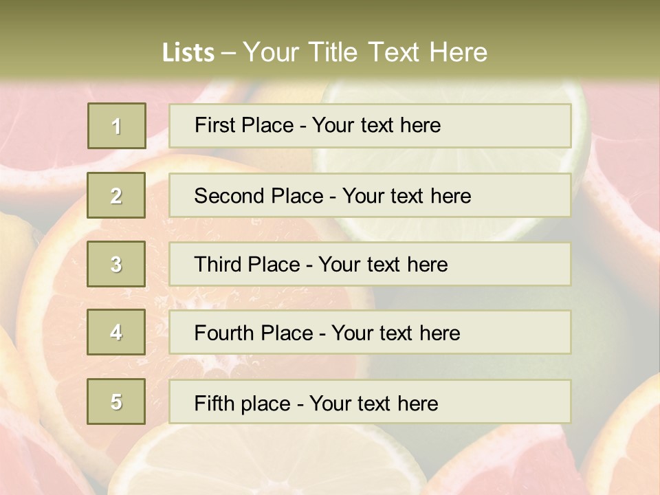 A Group Of Citrus Fruits With A Green Background PowerPoint Template