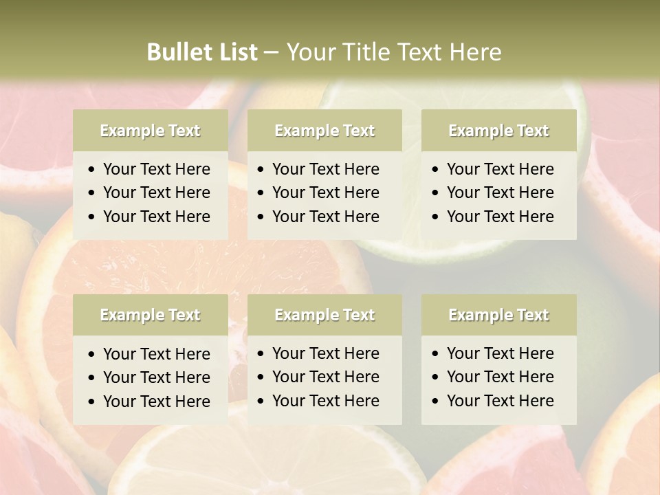 A Group Of Citrus Fruits With A Green Background PowerPoint Template