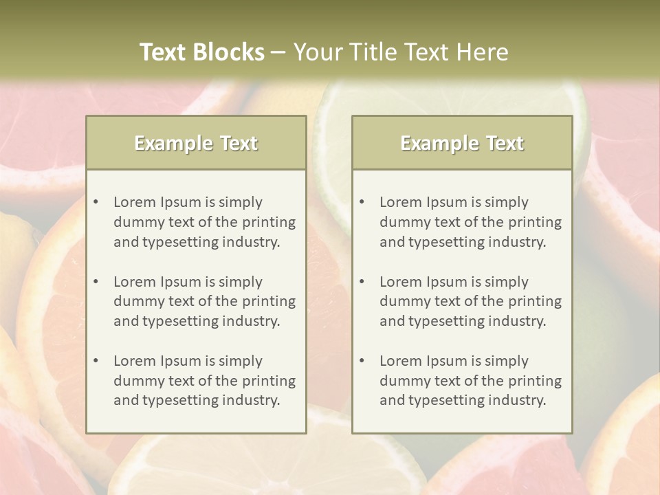 A Group Of Citrus Fruits With A Green Background PowerPoint Template