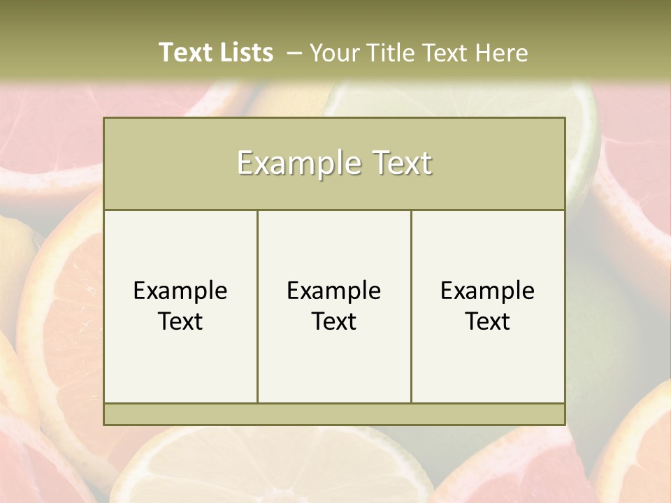 A Group Of Citrus Fruits With A Green Background PowerPoint Template