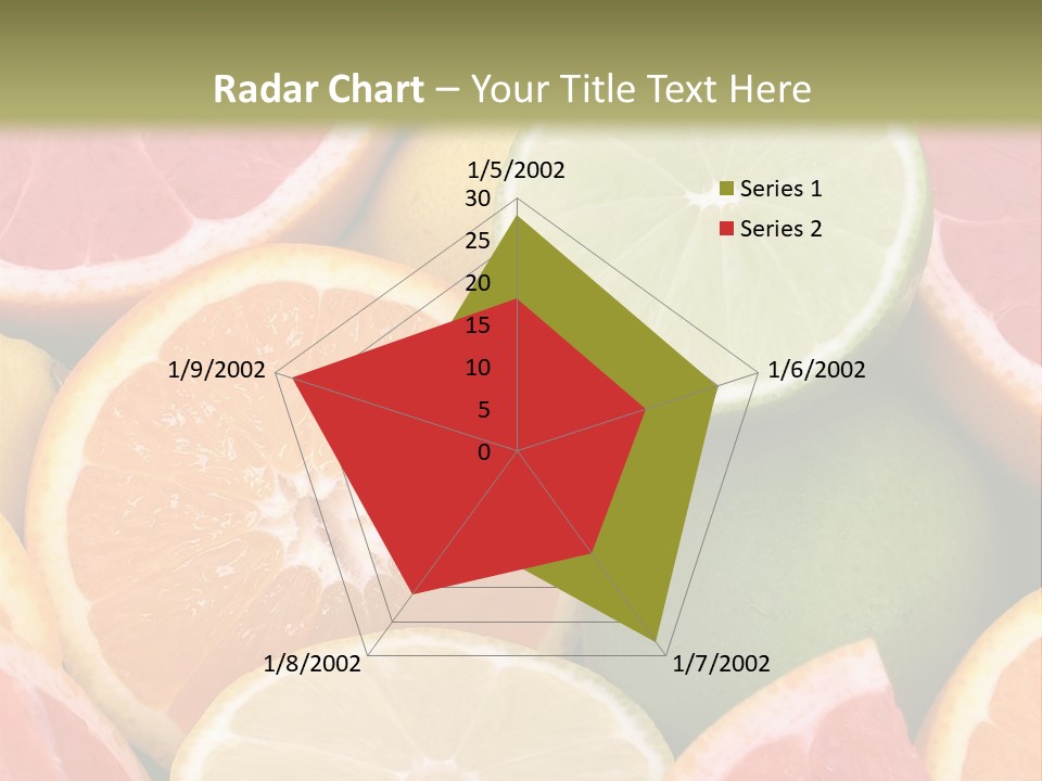 A Group Of Citrus Fruits With A Green Background PowerPoint Template