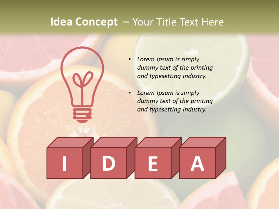 A Group Of Citrus Fruits With A Green Background PowerPoint Template