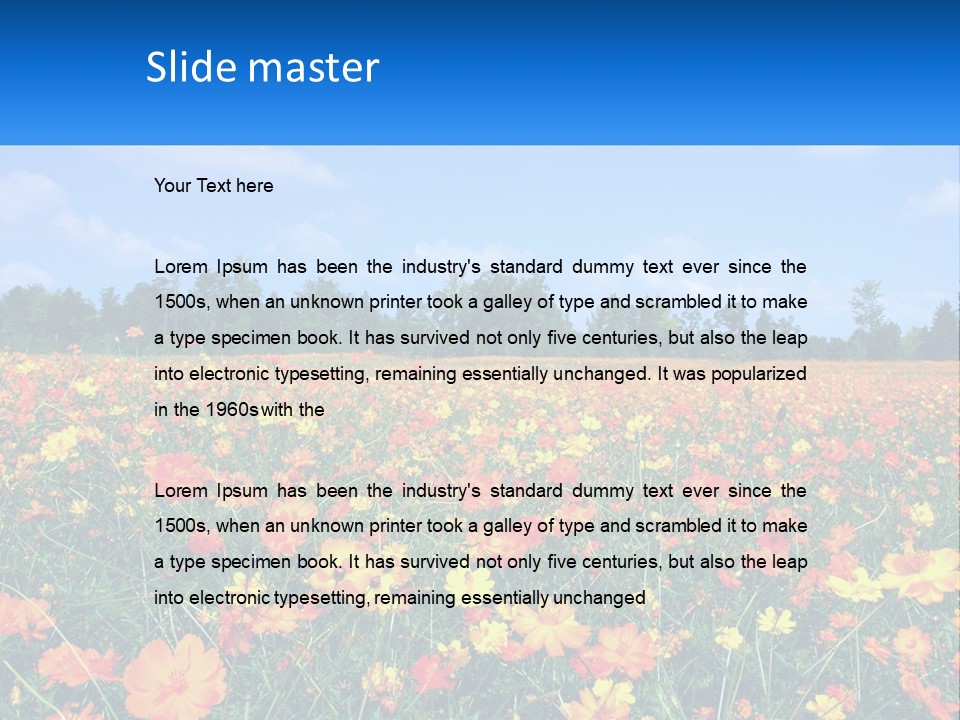 A Field Full Of Yellow And Orange Flowers PowerPoint Template