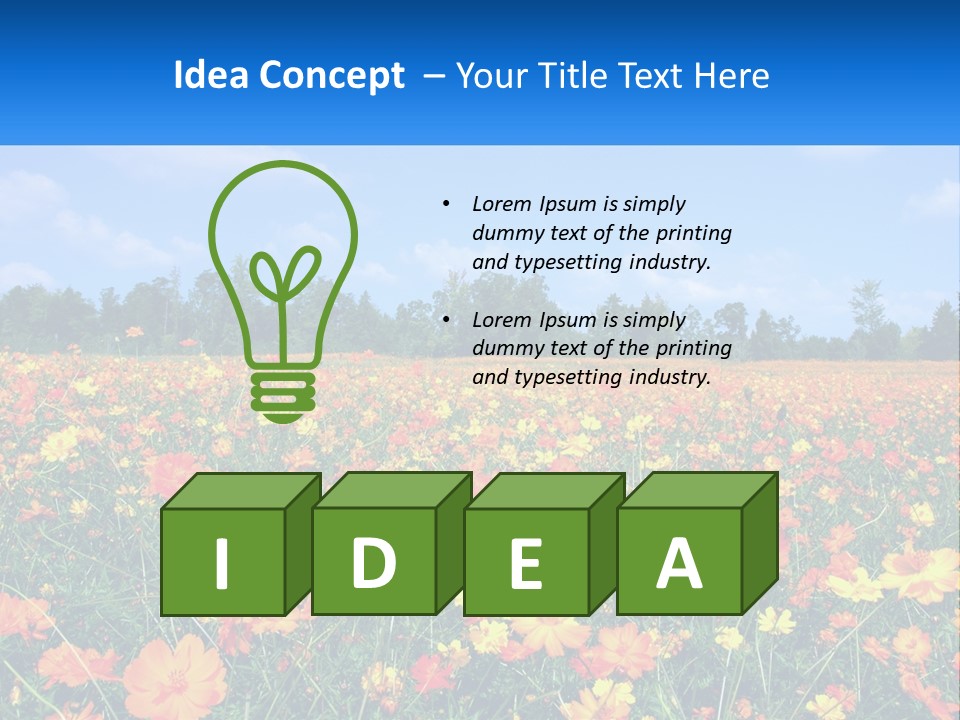 A Field Full Of Yellow And Orange Flowers PowerPoint Template