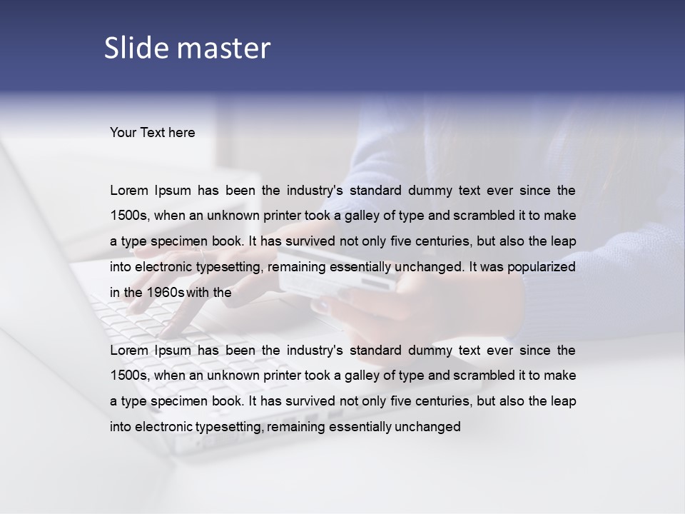 A Woman Holding A Credit Card While Using A Laptop PowerPoint Template